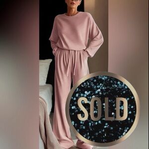 NWT 2 PC Soft Rose Wide Leg Loungwear Set